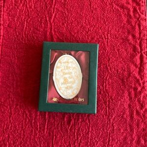Demdaco Gold Christmas Wishes Ornament in Green Box